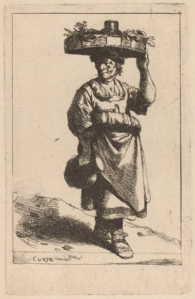 Mujer llevando una cesta de Cornelis Pietersz Bega