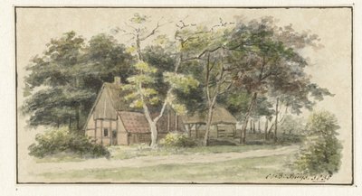 Casa de campo entre árboles de Cornelis Bernardus Buijs