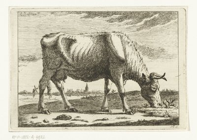 Paisaje con vaca pastando Vacas (título de la serie) de Cornelis  Bisschop