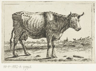 paisaje con vaca de Cornelis  Bisschop