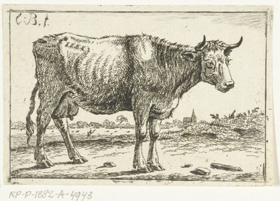 paisaje con vaca de Cornelis  Bisschop