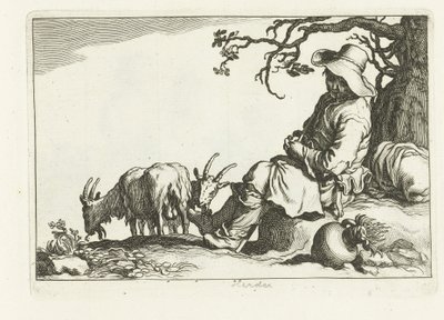 Pastor de cabras 16 grabados de diferentes series de Cornelis y Frederik Bloemaert (título de la serie) de Cornelis Bloemaert (II)