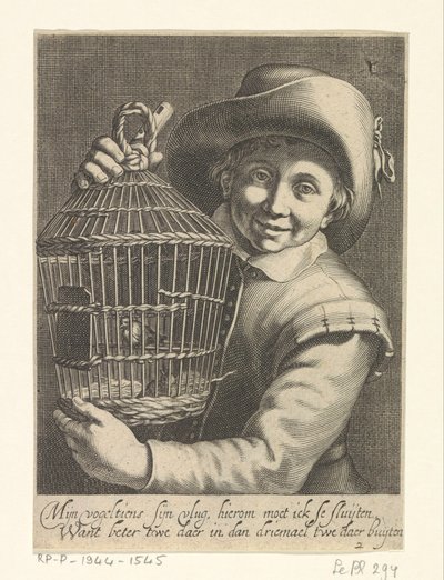 Chico con jaula de Cornelis Bloemaert (II)