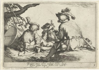 Soldados jugando a las cartas Escenas pastorales (título de la serie) Otia delectant (título de la serie) de Cornelis Bloemaert (II)