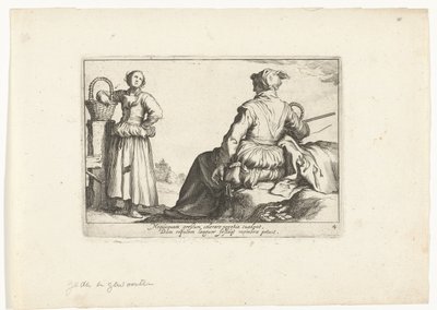 dos campesinas Escenas pastorales (título de la serie) Otia delectant (título de la serie) de Cornelis Bloemaert (II)