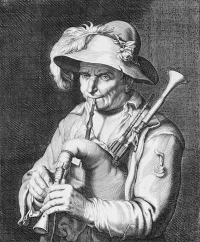 Hombre Tocando la Gaita, siglo XVII de Cornelis Bloemaert