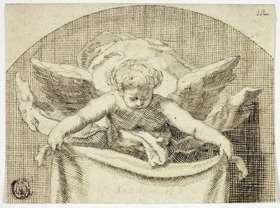 Putto Holding Sudarium de Cornelis Bloemaert