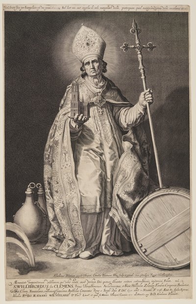 San Willibrord, lámina 2, de Los obispos de Utrecht de Cornelis Bloemaert