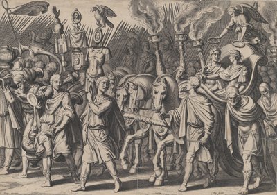 Placa 7: Procesión Triunfal tras la Victoria sobre los Turcos, de los Triunfos de Carlos V, 1614 de Cornelis Boel