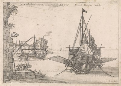 Galei está anclado en una bahía Vistas al puerto (título de la serie) de Cornelis Bol