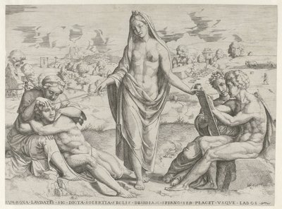 El ingenio premia la diligencia y castiga la pereza de Cornelis Bos (attributed to)