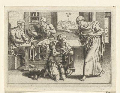 Ananías bautiza a Pablo La vida de Paul (título de la serie) de Cornelis Bos