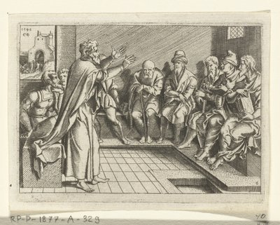 Pablo predica en la sinagoga La vida de Paul (título de la serie) de Cornelis Bos
