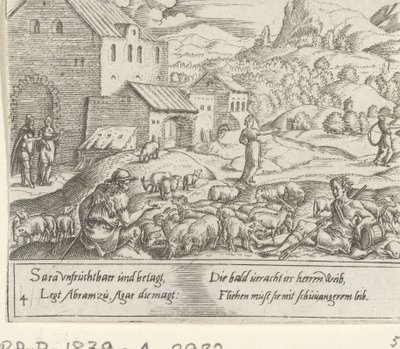 Sara repudia a Agar embarazada La vida de Abraham (título de la serie) de Cornelis Bos