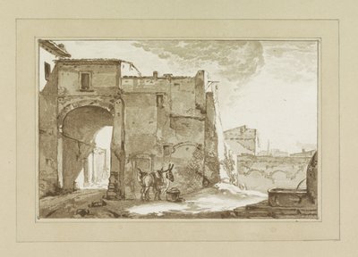 Puerta con viajero y mula de Cornelis Brouwer