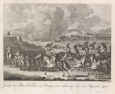 Príncipe William George Frederik en la batalla de Lannoy, 1793 Batalla del príncipe Federico de Orange, ante Lannoy, 27 de agosto de 1793 (título sobre el objeto) de Cornelis Brouwer