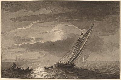Marina con luna llena, 1779, publicada 1781 de Cornelis Brouwer
