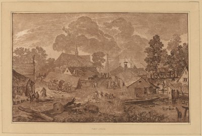 Pueblo con estanque, c. 1782 de Cornelis Brouwer