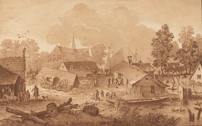 Pueblo con estanque, c. 1782 de Cornelis Brouwer