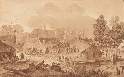 Pueblo con estanque de Cornelis Brouwer