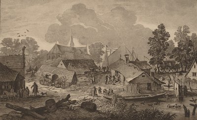 Pueblo con estanque de Cornelis Brouwer