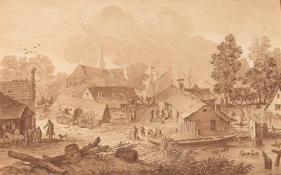 Pueblo con estanque de Cornelis Brouwer