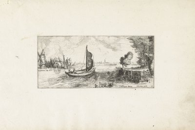 Barco en un río Paisajes (título de la serie) de Cornelis Claesz van Wieringen (possibly)