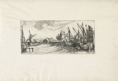 Vista de un puerto con cerradura Paisajes (título de la serie) de Cornelis Claesz van Wieringen (possibly)