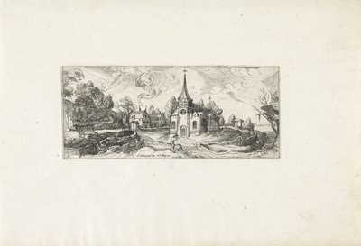 Paisaje con vistas a una iglesia en un pueblo Paisajes (título de la serie) de Cornelis Claesz van Wieringen (possibly)