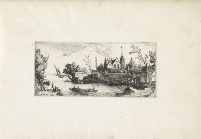 Paisaje de río con un bote de remos Paisajes (título de la serie) de Cornelis Claesz van Wieringen (possibly)