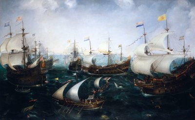 Derrota de los españoles por Heemskerk en Gibraltar, 25 de abril de 1607, c.1619 (óleo sobre lienzo) de Cornelis Claesz  van Wieringen