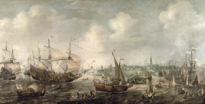 La llegada de Federico V a Vlissingen en 1613 (óleo sobre lienzo) de Cornelis Claesz  van Wieringen