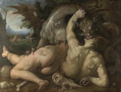 Dos seguidores de Cadmo devorados por un dragón, 1588 de Cornelis Cornelisz. Haarlem van
