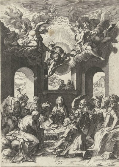 Adoración de los pastores de Cornelis Cort