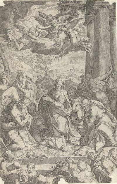 Adoración de los pastores de Cornelis Cort