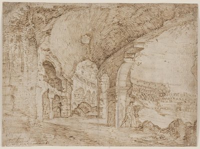 Parte del interior del Coliseo en Roma de Cornelis Cort