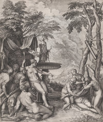 Diana descubriendo el embarazo de Calisto de Cornelis Cort