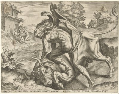 Hércules lucha con Achelous Trabajos de Hércules (título de la serie) de Cornelis Cort