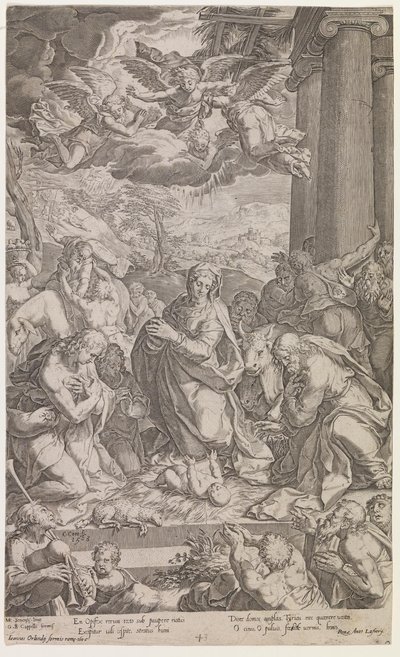 La adoración de los pastores de Cornelis Cort