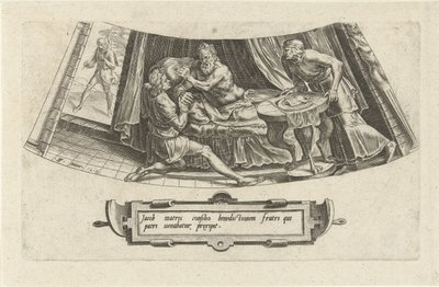 Jacob recibe la bendición paternal de Isaac La historia de Jacob (título de la serie) de Cornelis Cort