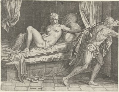 José y la esposa de Potifar de Cornelis Cort