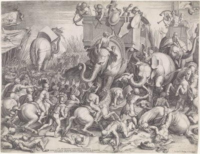 Batalla de Zama entre Escipión y Aníbal de Cornelis Cort