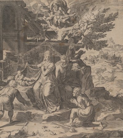 La Adoración de los Pastores, 1569 de Cornelis Cort