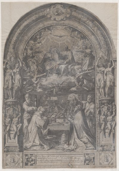 La coronación de la Virgen con San Lorenzo, San Pablo, San Pedro y San Sixto, 1576 de Cornelis Cort