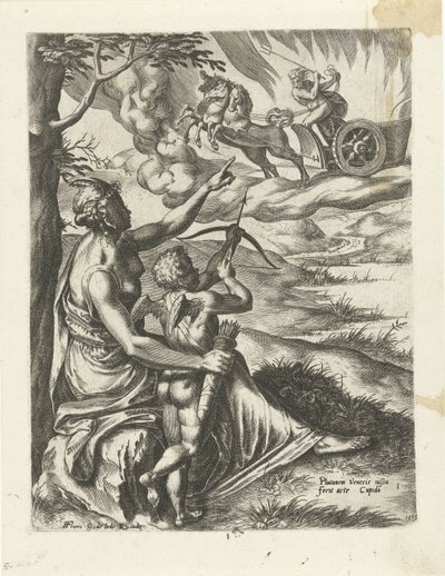 Venus le ordena a Amor que atraviese el corazón de Plutón con una flecha La historia de Plutón y Proserpina (título de la serie) de Cornelis Cort