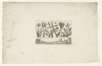 Fila de flores sobre el paisaje Flores y paisajes (título de la serie) de Cornelis Danckerts (I)