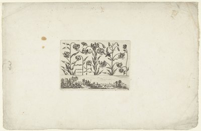 Fila de flores sobre el paisaje Flores y paisajes (título de la serie) de Cornelis Danckerts (I)
