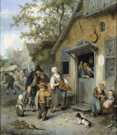 País Kermis (óleo sobre tabla) de Cornelis Dusart