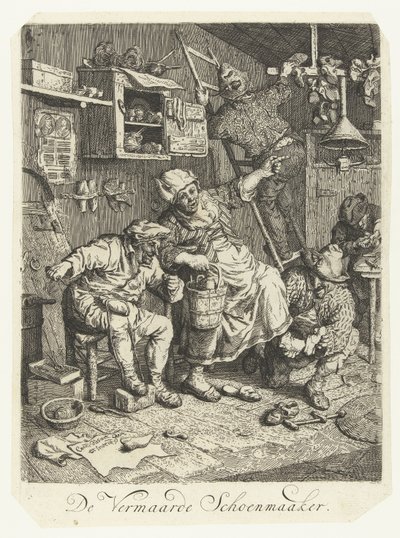 El renombrado zapatero El famoso zapatero (título sobre el objeto) de Cornelis Dusart