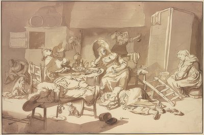 Una sociedad de mujeres borrachas. (sin fecha) de Cornelis Dusart